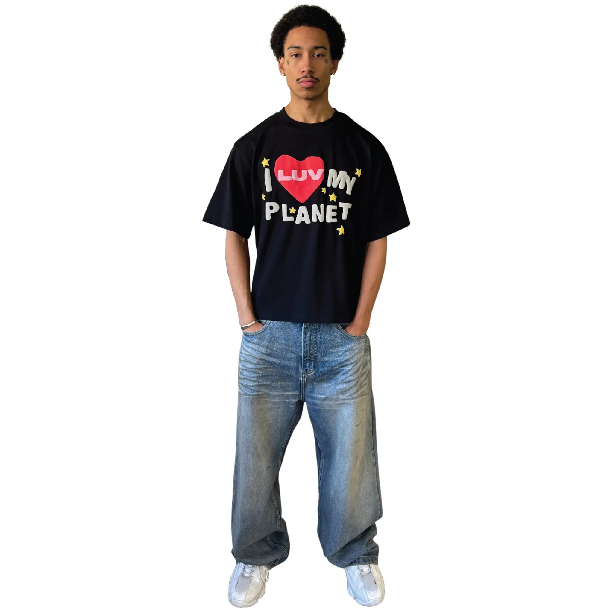 Image of Broken Planet Luv My Planet Midnight Black T Shirt